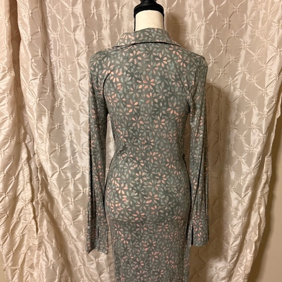 Free People Shayla Wrap Midi Dress Mint Combo Green Floral Long Sleeve - Picture 6 of 10